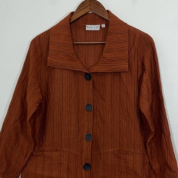 Habitat Oversized Crinkle Tunic Blouse Lagenlook Textured Button Front Shirt - Picture 7 of 12